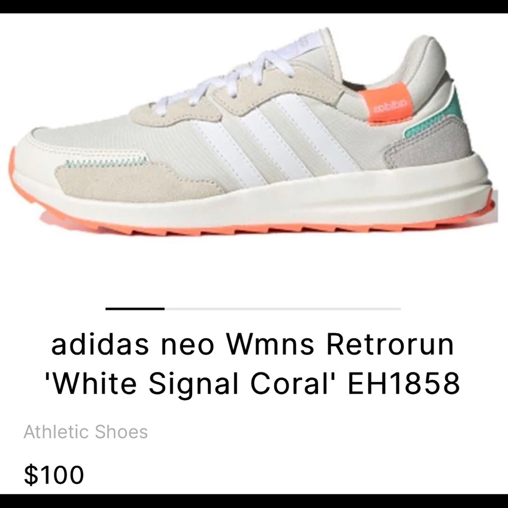 Adidas RetroRun Women's Running Shoes  Size 8 Chalk White New Without Box